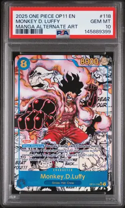 2025 ONE PIECE OP11-A FIST OF DIVINE SPEED #118 MONKEY D. LUFFY PSA 10 - Image 1