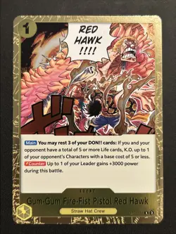 Gum-Gum Fire-Fist Pistol Red Hawk OP11-114 R ONE PIECE A Fist of Divine Speed NM - Image 1