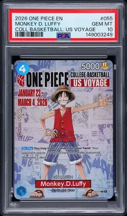 2026 ONE PIECE PROMOS ONE PIECE COLLEGE BK: US VOYAGE MONKEY D. LUFFY PSA 10 - Image 1