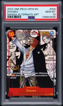 2024 ONE PIECE OP09-EMPERORS IN THE NEW WORLD MANGA ALTERNATE ART SHANKS PSA 10 - Image 1