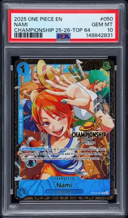 2025 ONE PIECE PROMOS CHAMP 25-26-TOP 64 #050 NAMI PSA 10 - Image 1