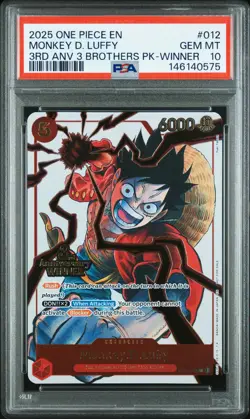 2025 ONE PIECE 3RD ANV TOURNAMENT 3 BROTHERS PACK WINNER MONKEY D. LUFFY PSA 10 - Image 1