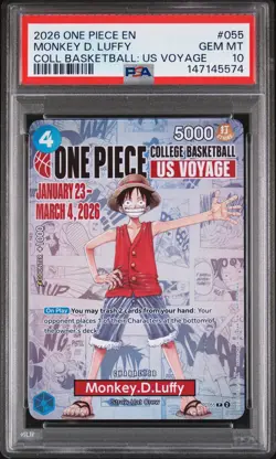 2026 ONE PIECE PROMOS ONE PIECE COLLEGE BK: US VOYAGE MONKEY D. LUFFY PSA 10 - Image 1