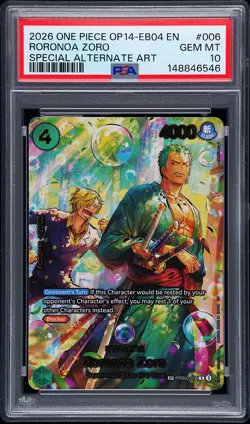 2026 ONE PIECE OP14-EB04-THE AZURE SEA'S SEVEN #006 RORONOA ZORO PSA 10 - Image 1