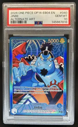 2026 One Piece Azure Sea's Seven Jinbe Alt Art #OP14-040 PSA 10 - Image 1
