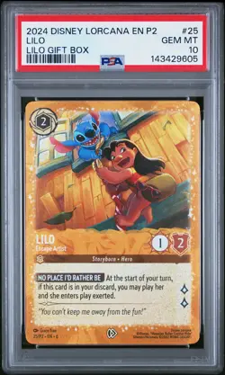 2024 DISNEY LORCANA EN P2-PROMO LILO GIFT BOX #25 LILO - ESCAPE ARTIST PSA 10 - Image 1