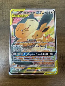 Pokemon TCG Eevee & Snorlax GX SM169 Sun And Moon MP Tag Team Promo Card - Image 1