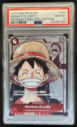 2023 One Piece Premium Card Collection 25th Ed Monkey D Luffy #P-001 PSA 10 - Image 1
