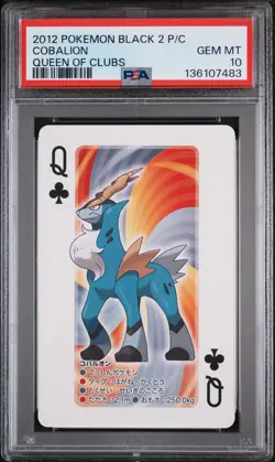 2012 POKEMON BLACK 2 PLAYING CARDS QUEEN OF CLUBS COBALION PSA 10 - Image 1
