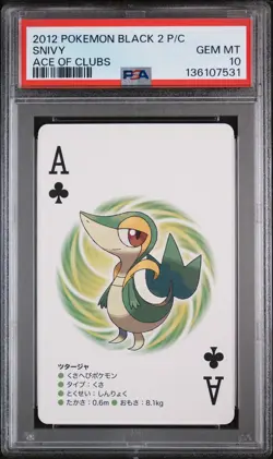 2012 POKEMON BLACK 2 PLAYING CARDS ACE OF CLUBS SNIVY PSA 10 - Image 1