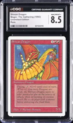 1993 MAGIC: THE GATHERING UNLIMITED ED - RARE SHIVAN DRAGON CGC 8.5 - Image 1