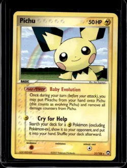2007 Pokemon EX Power Keepers Pichu #21/108 - Image 1