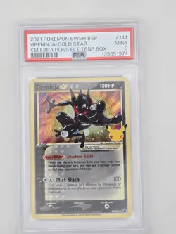 2021 POKEMON SWSH CELEBRATIONS ETB PROMO #144 GRENINJA-GOLD STAR PSA 9 - Image 1