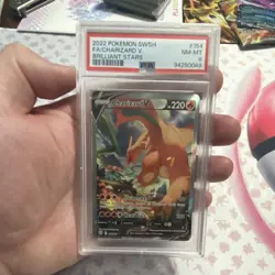 Pokemon Charizard V Full Art Ultra Rare Holo 154/172 Brilliant Stars PSA 8 - Image 3