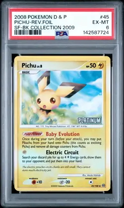 2008 POKEMON DIAMOND & PEARL STORMFRONT #45 PICHU-REVERSE FOIL PSA 6 - Image 1