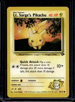2000 Pokemon Gym Challenge Lt. Surge's Pikachu #84/132 - Image 1