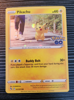 Pokemon TCG- Pikachu 027/078- Cosmo Holo Card- Pokemon Go - Image 1