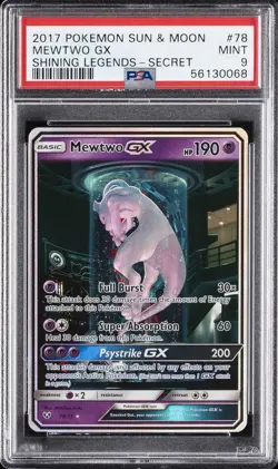 2017 POKEMON SUN & MOON SHINING LEGENDS SECRET #78 MEWTWO GX PSA 9 - Image 1