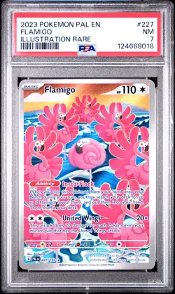 2023 POKEMON PAL EN-PALDEA EVOLVED ILLUSTRATION RARE #227 FLAMIGO PSA 7 - Image 1