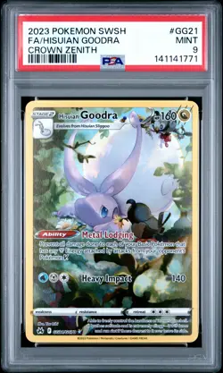 2023 POKEMON SWORD & SHIELD CROWN ZENITH #GG21 FULL ART/HISUIAN GOODRA PSA 9 - Image 1