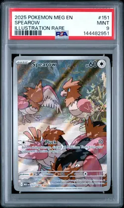 2025 POKEMON MEG EN-MEGA EVOLUTION ILLUSTRATION RARE #151 SPEAROW PSA 9 - Image 1