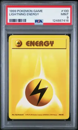 1999 POKEMON BASE SET UNLIMITED #100 LIGHTNING ENERGY PSA 9 - Image 1