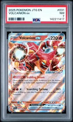 2025 POKEMON JTG EN-JOURNEY TOGETHER #031 VOLCANION EX PSA 7 - Image 1