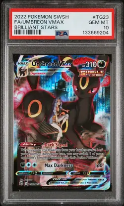 2022 POKEMON SWORD & SHIELD BRILLIANT STARS #TG23 FA/UMBREON VMAX PSA 10 - Image 1