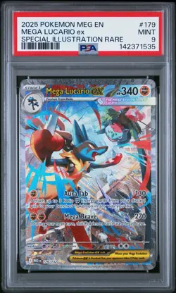 2025 Pokemon MEG En Mega Lucario Ex Special Illustration Rare #179 PSA 9 Mint - Image 1