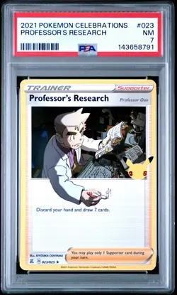 2021 POKEMON CELEBRATIONS #023 PROFESSOR'S RESEARCH PSA 7 - Image 1
