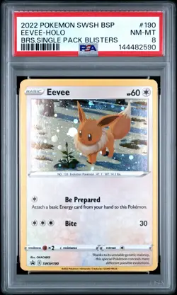 2022 POKEMON SWSH BLACK STAR PROMO #190 EEVEE-HOLO PSA 8 - Image 1