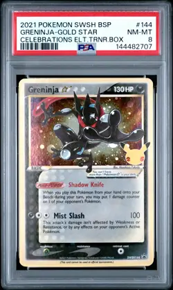 2021 POKEMON SWSH BLACK STAR PROMO #144 GRENINJA-GOLD STAR PSA 8 - Image 1
