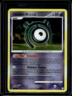 2007 Pokemon Diamond & Pearl Mysterious Treasures Unown M Reverse Holo #66/123 - Image 1
