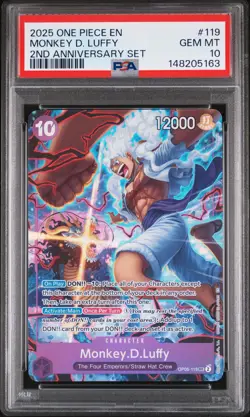 2025 ONE PIECE ENGLISH VERSION 2ND ANNIVERSARY SET #119 MONKEY D. LUFFY PSA 10 - Image 1