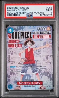 2026 ONE PIECE PROMOS ONE PIECE COLLEGE BK: US VOYAGE #055 MONKEY D. LUFFY PSA 9 - Image 1