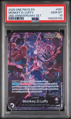 2025 ONE PIECE ENGLISH VERSION 2ND ANNIVERSARY SET #061 MONKEY D. LUFFY PSA 10 - Image 1