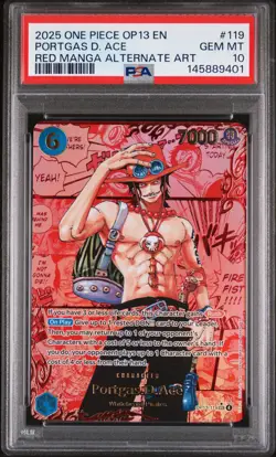 2025 ONE PIECE OP13-CARRYING ON HIS WILL #119 PORTGAS D. ACE PSA 10 - Image 1