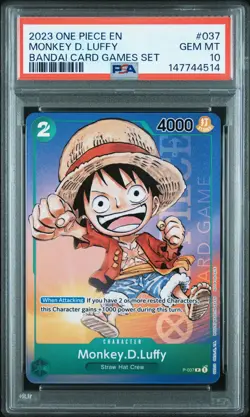 2023 ONE PIECE PROMOS BANDAI CARD GAMES SET #037 MONKEY D. LUFFY PSA 10 - Image 1