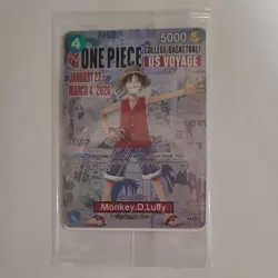 One Piece Monkey.D.Luffy College Basketball US Voyage Promo Card Sealed Gonzaga - Image 1