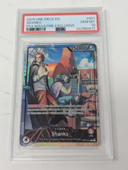 Shanks (2025 PSA Magazine Promo) OP09-001 One Piece Promotion Card Foil PSA 10 - Image 1