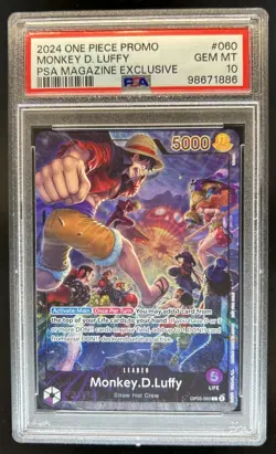 2024 One Piece PSA Magazine Exclusive Monkey D Luffy #OP05-060 PSA 10 - Image 1