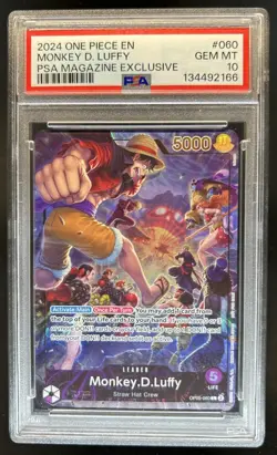 2024 One Piece PSA Magazine Exclusive Monkey D Luffy #OP05-060 PSA 10 - Image 1