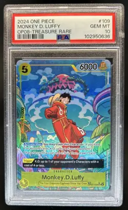 2024 One Piece Two Legends Monkey D Luffy Treasure Rare #OP07-109 PSA 10 - Image 1