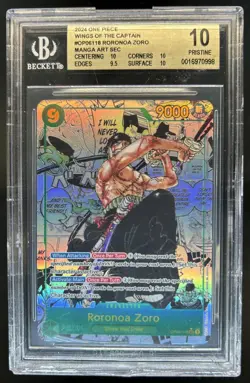 2024 One Piece Wings Captain Roronoa Zoro Manga Alt Art #OP06-118 BGS 10 - Image 1
