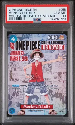 2026 ONE PIECE PROMOS ONE PIECE COLLEGE BK: US VOYAGE MONKEY D. LUFFY PSA 10 - Image 1