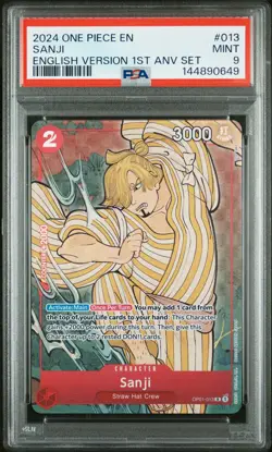2024 ONE PIECE ENGLISH VERSION 1ST ANV SET #013 SANJI PSA 9 - Image 1