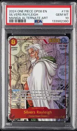 2024 ONE PIECE OP08-TWO LEGENDS MANGA ALTERNATE ART #118 SILVERS RAYLEIGH PSA 10 - Image 1