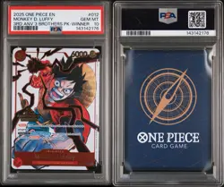 2025 One Piece EN 3rd Anniversary 3 Brothers Pack Winner Monkey D. Luffy PSA 10 - Image 3