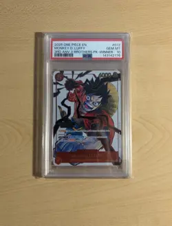 2025 One Piece EN 3rd Anniversary 3 Brothers Pack Winner Monkey D. Luffy PSA 10 - Image 4