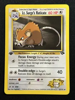 Lt. Surge's Raticate 1st Edition Gym Challenge 053/132 LP-NM Pokemon Card - Image 1